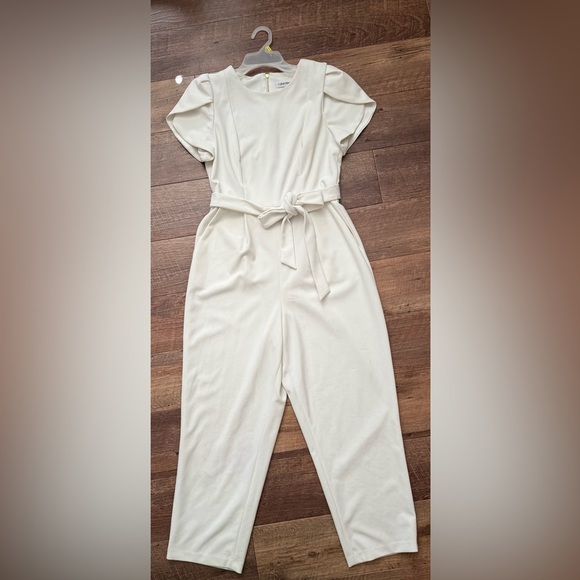 Calvin Klein Tulip Sleeve Jumpsuit with Gold Zipper - Picture 2 of 10